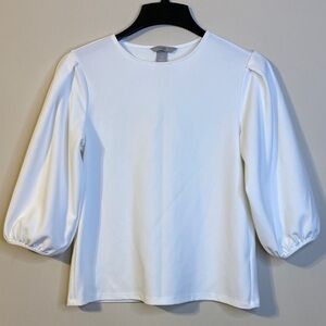 H&M Elegant White Puff Sleeve Top Size S